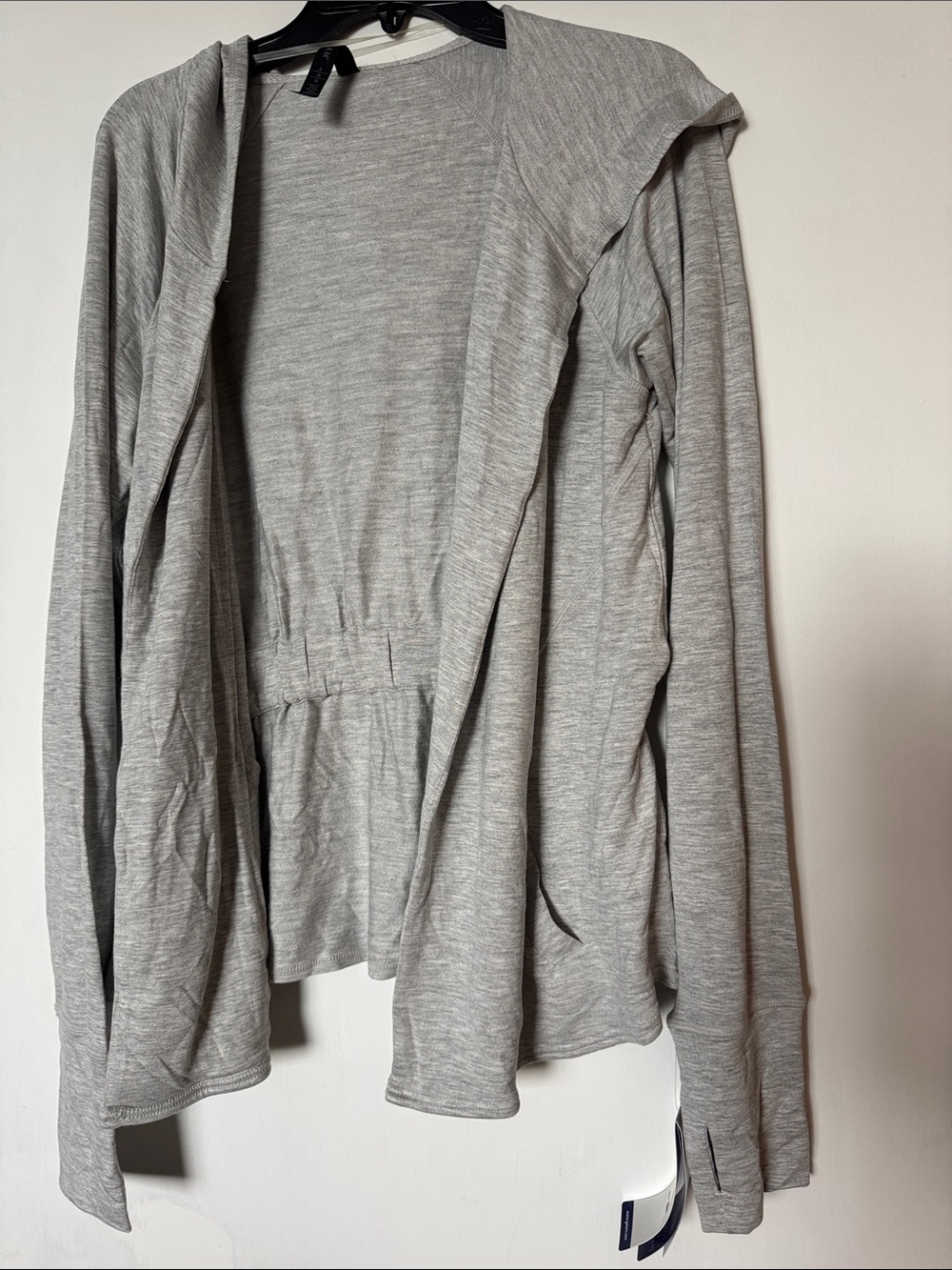 NWT GAIAM Relax Wrap Gray Hooded Open-Front Cardigan Large